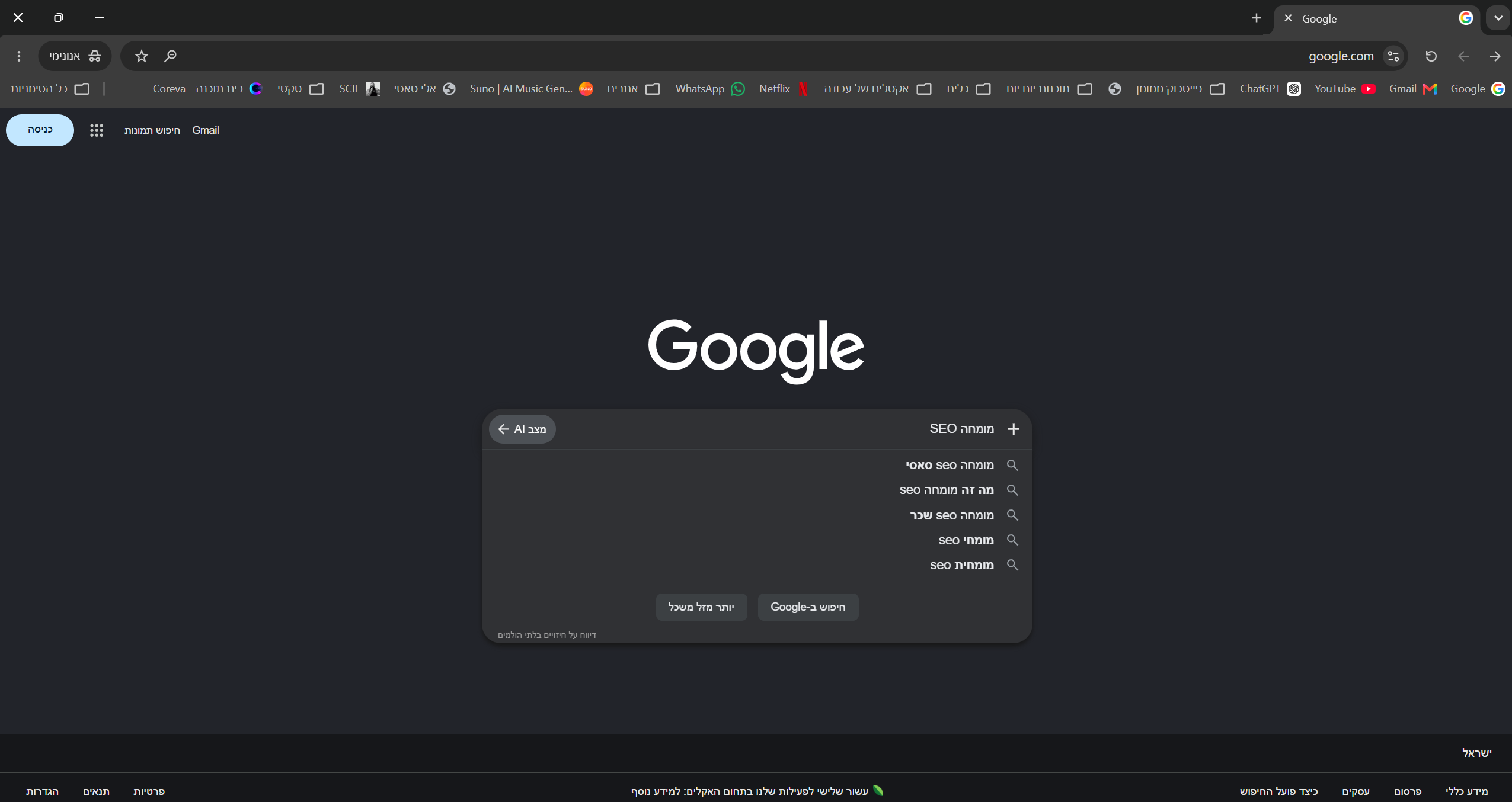 השלמה אוטומטית בגוגל לביטוי מומחה SEO סאסי